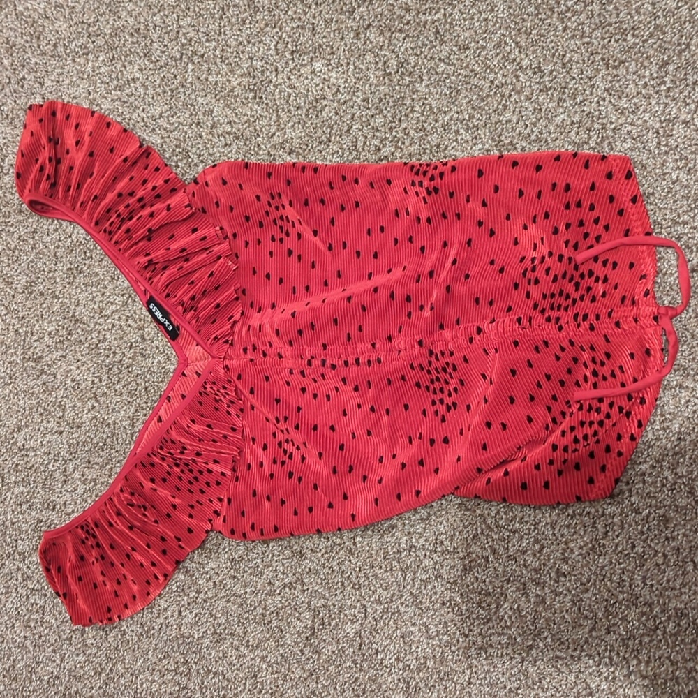 Express Red and Black Off Shoulder Top